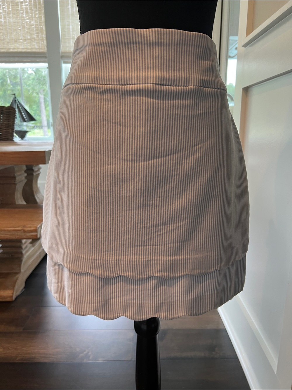 crown & ivy white and Light Blue Striped Layered A-Line Skort